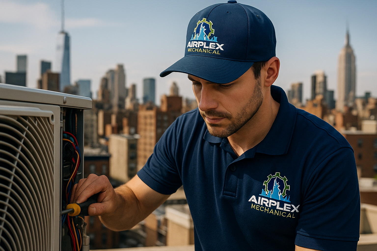HVAC technician performing diagnostics